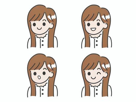 色々な表情の女性 色々な表情の女性 女性,笑顔,驚きのイラスト素材