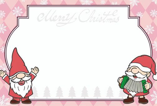 クリスマスメッセージカード-6 クリスマス,冬,12月,素材,サンタ,サンタクロース,小人,ノーム,ドワーフ,雪のイラスト素材