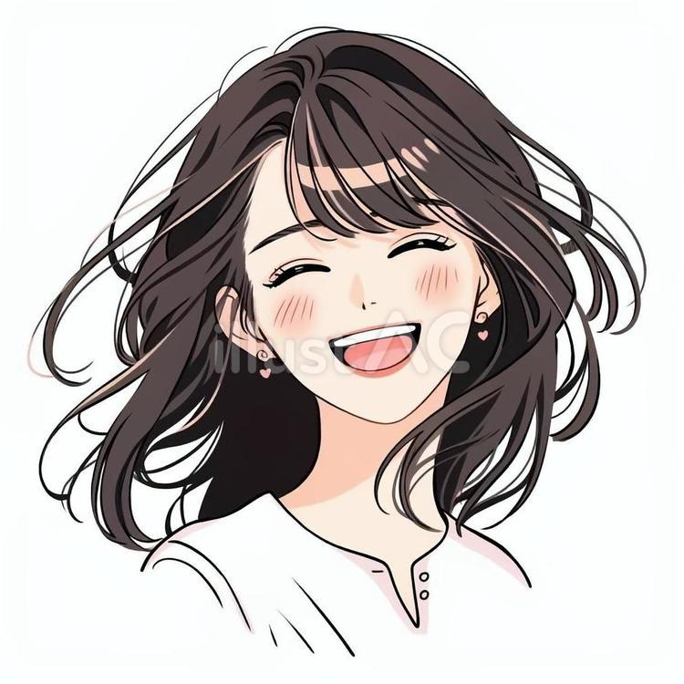 幸せそうな表情をした女性のアイコン 女性,女の子,人物のイラスト素材