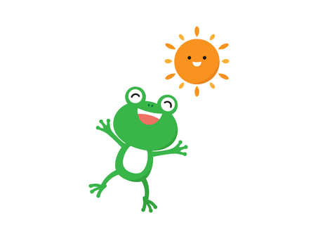 Illustration, frog, amphibian, sun, 