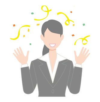 いいことあったスーツの女性 喜ぶ,女性,バンザイ,会社員,従業員,ol,スーツ,ビジネス,笑顔,紙吹雪のイラスト素材