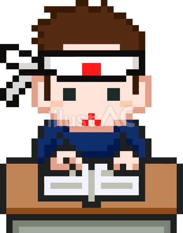 ドット絵の勉強頑張る男性です。 ドット絵,勉強,シンプルのイラスト素材