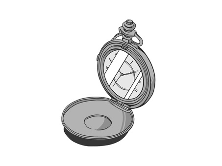 時間を知る為のレトロなイメージの懐中時計 時計,懐中時計,時間,お洒落,レトロ,携帯用,小型,携帯時計,アナログ,モノクロのイラスト素材