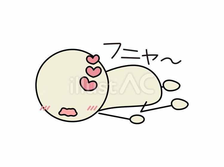 フニャ～と倒れる棒人間　白 棒人間,顔文字,絵文字のイラスト素材