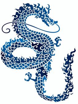 龍シルエットグラデーション 龍,ドラゴン,辰年,四神,神獣,ファンタジー,神話,伝説,縁起,ご利益のイラスト素材