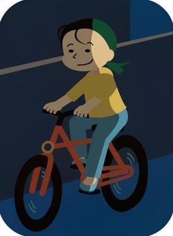 自転車の危険運転 乗り物,軽車両,自転車,交通違反,危険運転,青切符,交通安全,夜道,夜間運転,無灯火運転のイラスト素材