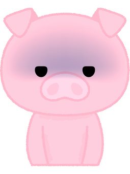 ブタ無表情 豚,無表情,真顔,真剣,つまらない,動物,家畜,食べ物,ピンクのイラスト素材