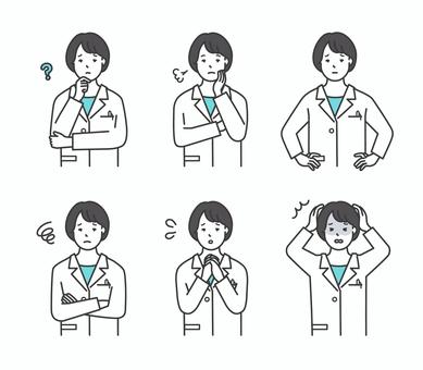 医者のアイコンセット イラスト素材 女性,医師,医者,女医,ドクター,医療従事者,白衣,病院,クリニック,医療のイラスト素材