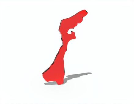 日本_石川県単独 石川県,新潟県,日本,地図,都道府県,立体,強調,県,国土,赤のイラスト素材