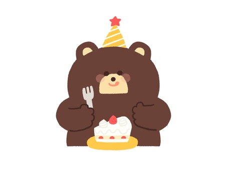 パーティーでケーキを食べるクマ ケーキ,クマ,動物,食べる,ショートケーキ,パーティー,誕生日,クリスマス,12月,イベントのイラスト素材