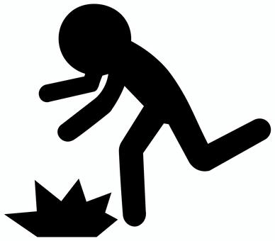 転倒　つまずき　素材 つまずき,足元,注意,床,滑る,危険,黒塗り,シルエット,白背景,透過のイラスト素材