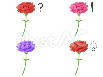花のキャラの表情セット考 カーネーション
