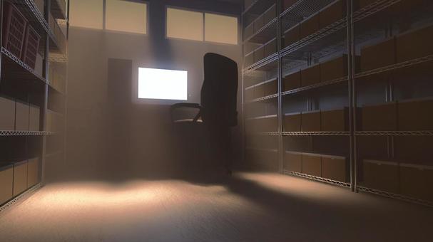 パソコンがある倉庫 倉庫,荷物,倉庫作業,段ボール,仕事,在庫,山積み,室内,物置,保管庫のイラスト素材