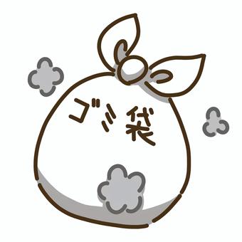 中身の入った白色のゴミ袋と埃 ゴミ袋,掃除,捨てる,道具,埃,灰色,白のイラスト素材