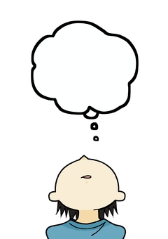 考えてる男性 考えてる男性 人物,考える,吹き出し,悩む,男性,思考,黒髪,想像,若い,アニメ調のイラスト素材