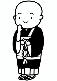 和尚-1c 和尚,僧侶,お坊さん,袈裟,数珠,着物,草履,足袋,笑顔,拝むのイラスト素材
