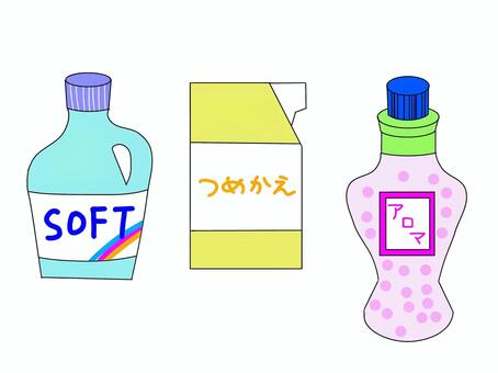 洗剤あれこれ 洗剤,生活雑貨,洗濯洗剤,詰め替え,柔軟剤,シンプル,簡略,イラストのイラスト素材