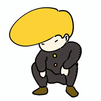 ヤンキー ヤンキー,不良,人,男性,中学生,高校生,リーゼント,金髪,学ラン,制服のイラスト素材