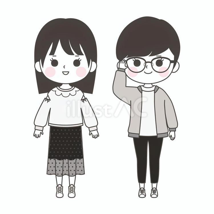 おしゃれな女の子と男の子 子供,ファッション,おしゃれのイラスト素材