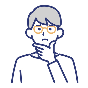 考え込む男性のイラスト 考える,悩む,困る,男性,人物,不安,迷う,表情,思案,疑問のイラスト素材