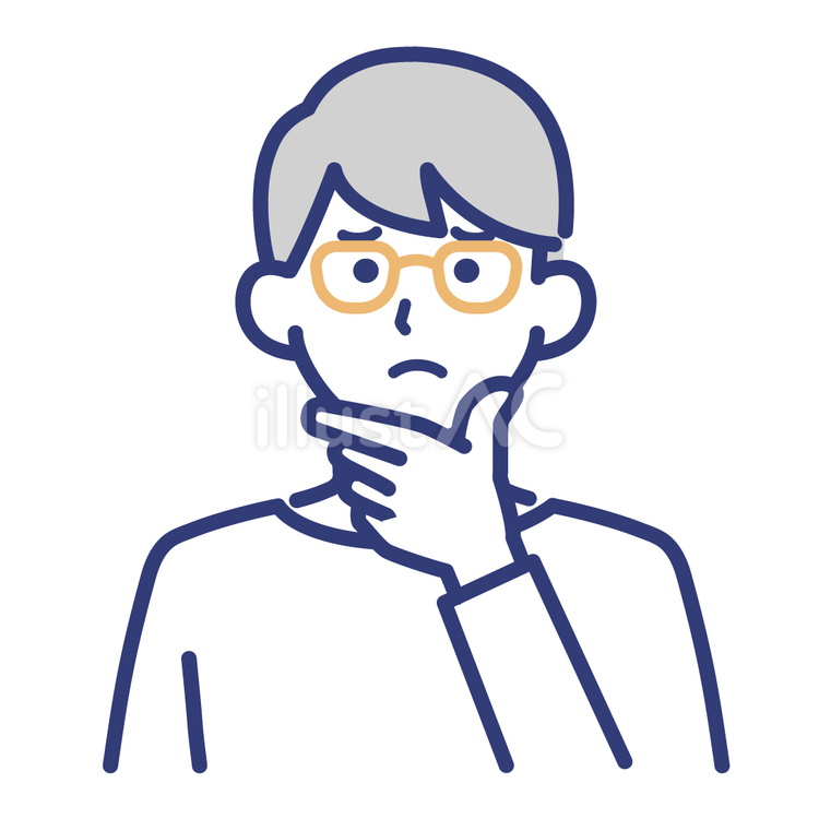 考え込む男性のイラスト 考える,悩む,困るのイラスト素材