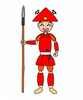 笑う戦国時代の足軽 足軽,侍,武士,鎧武者,戦士,兵士,日本,和風,歴史,日本史のイラスト素材