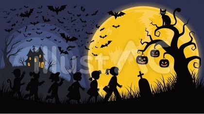 ハロウィン 仮装行列 イラスト