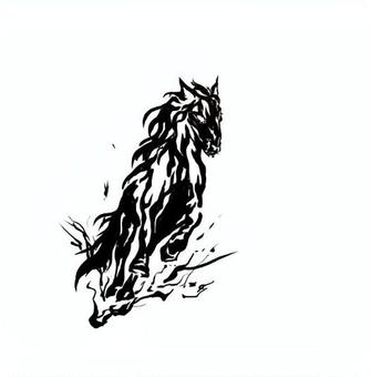 馬 モノクロイラスト 馬 モノクロイラスト 馬,影絵,モノクロ,白黒,動物,トライバルのイラスト素材