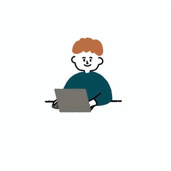 Illustration, computer, male, work at home, 