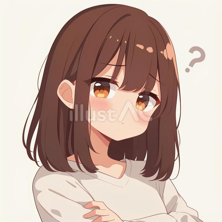 困惑した表情のアニメ調の美少女4 美少女,女性,かわいいのイラスト素材