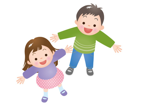 見上げる長袖の子供たち 人物,子供,可愛い,笑顔,見上げる,長袖,男の子,女の子,元気,小学生のイラスト素材