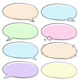 カラフルなふきだし／ずらしデザイン 吹き出し,ふきだし,チラシ,広告,デザイン,dm,お知らせ,手紙のイラスト素材