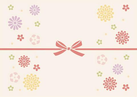 秋の敬老の日、和風の花と蝶結びの水引04 秋,敬老の日,背景,和柄,祝,花,水引,蝶結び,リボン,和風のイラスト素材
