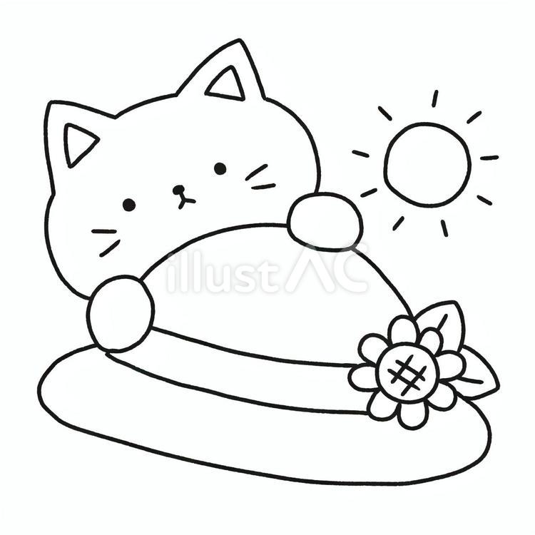 猫と麦わら帽子 麦わら帽子,猫,夏のイラスト素材
