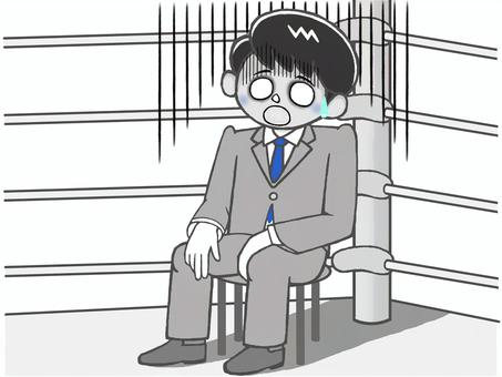 戦いに敗れて燃え尽きたビジネスマン ビジネス,仕事,ビジネスマン,ビジネスパーソン,男性,若い,戦い,敗れる,負ける,燃え尽きるのイラスト素材