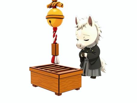 干支の馬の午のウマが羽織袴初詣新春お正月 馬,午,ウマ,可愛い,うま,干支,年賀,年賀状素材,年賀素材,年賀状のイラスト素材