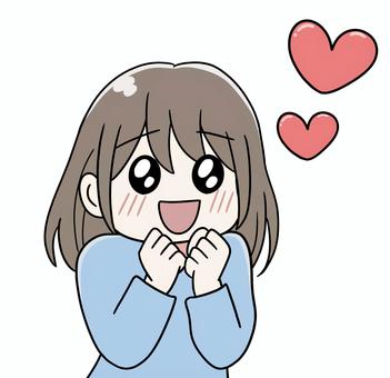 好きを表現する女性 好きを表現する女性 好き,大好き,ファン,恋,恋愛,ドキドキ,ウキウキ,わくわく,キュン,胸キュンのイラスト素材
