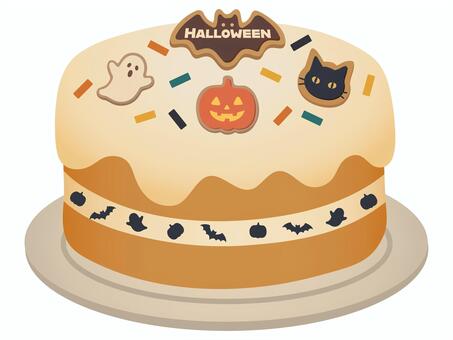 ハロウィンイラスト　ハロウィンケーキ ハロウィン,かぼちゃ,手描き,お菓子,おばけ,halloween,クッキー,イラスト,ケーキ,秋のイラスト素材