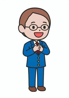 拍手する人 拍手する人 拍手,祝福,優しさ,羨望,笑顔,男性,スーツ,ビジネス,会社員のイラスト素材