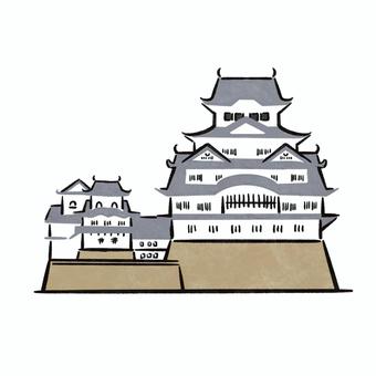 姫路城 姫路城,世界遺産,文化遺産,手描きイラスト,手描きのイラスト素材