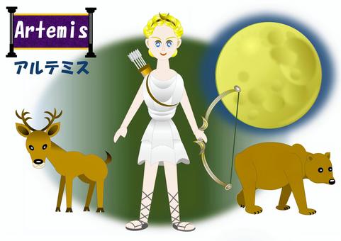 Illustration, artemis, greek mythology, goddess, 