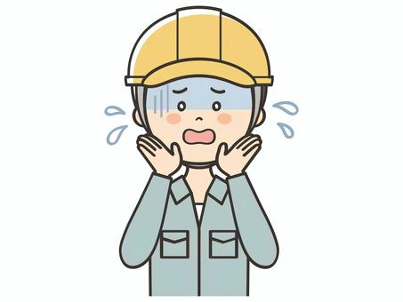 危険を知らせる男性作業員 危険を知らせる男性作業員 sos,助けて,焦る,困る,絶望,不安,危険,注意喚起,呼びかけ,声かけのイラスト素材