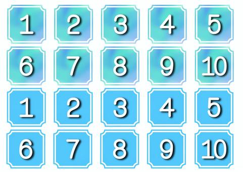 数字1−10_ブルー系 数字1−10_ブルー系 ビジネス,数字,水彩,ポイント,ブルー,青,水色のイラスト素材