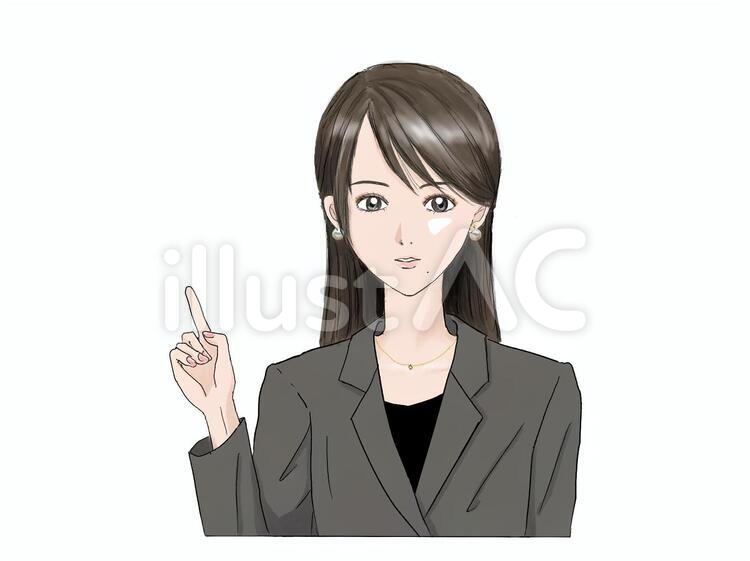 指さししている女性 女性,指さし,ロングヘアのイラスト素材