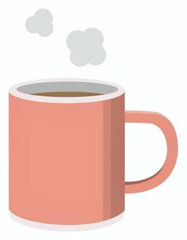 コーヒー入りのマグカップ（ピンク）_25 コーヒー,マグカップ,コップ,カップ,アイコン,イラスト,シンプル,かわいい,珈琲,湯気のイラスト素材