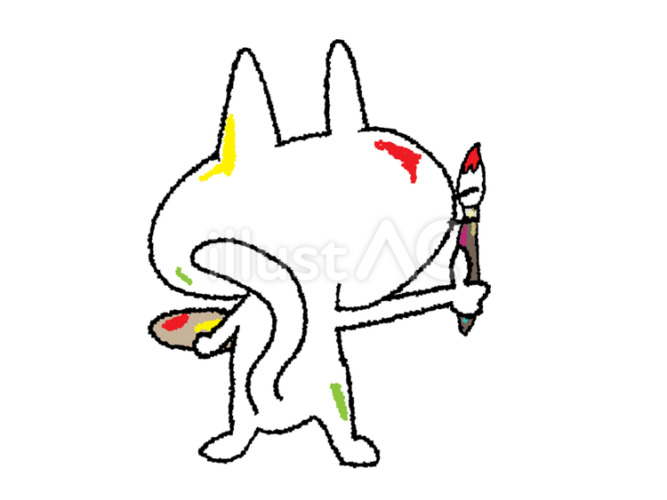 猫 猫,画家,絵描きのイラスト素材