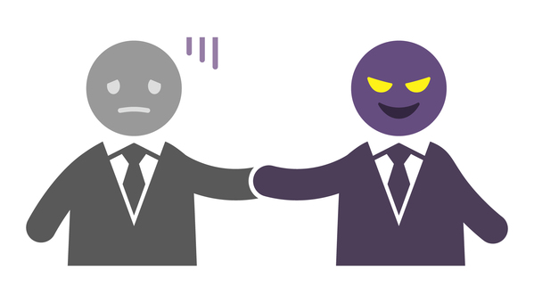 悪い誘いに困る人 詐欺,勧誘,悪徳,困る,闇,悪い,迷惑,人物,強引,スーツのイラスト素材