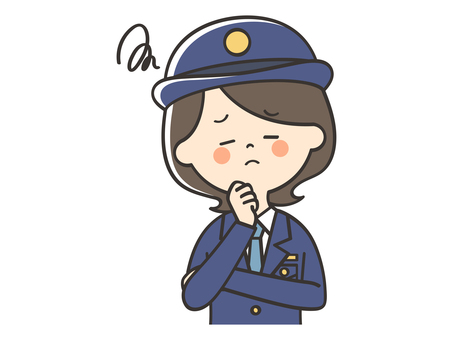 悩む女性警察官 困る,悩む,考える,迷う,推理,警察,警察官,警官,女性警察官,女性警官のイラスト素材