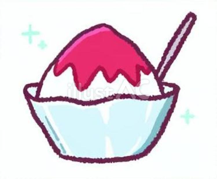かき氷（いちご）の手描きイラスト カキ氷,いちご味,夏のイラスト素材