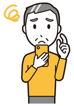 ニット中年男性(黄)-007-バスト  ニット中年男性(黄)-007-バスト スマホ,困る,おじさん,男性,中年,お父さん,パパ,シニア,ミドルエイジ,人物のイラスト素材